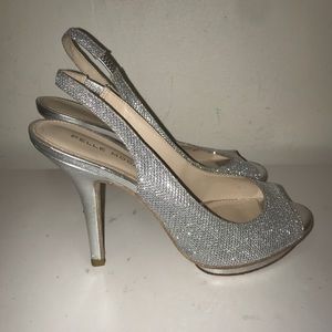 Pelle Moda silver sparkly heels